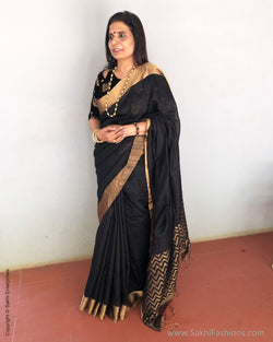 EE-S19411 - Black Matka Silk Saree