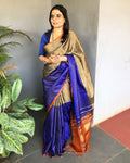 EE-S19429 Kanchivaram Blue Sari