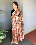 EE-S20157 - Peach Faux Chanderi Saree