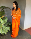 EE-S20219 Orange print sari
