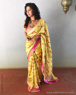EE-S21053 - Yellow Chanderi Saree
