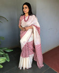 EE-S21354 Cream Tussar Kalam Saree