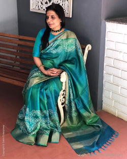 EE-S21579 Green Tussar Saree