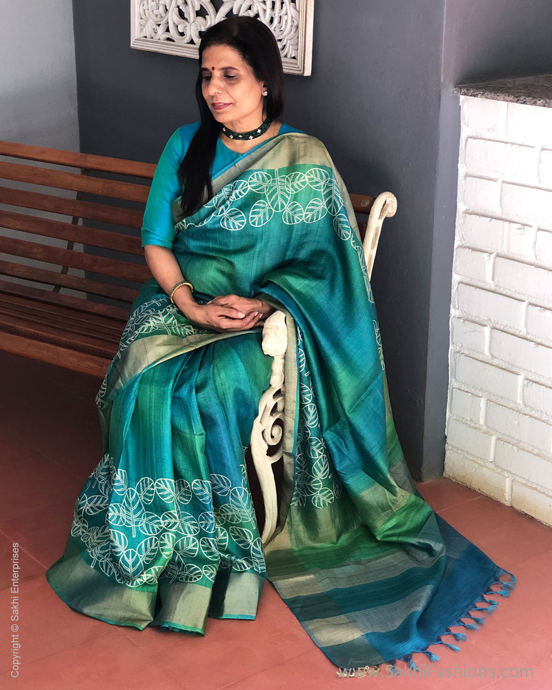 EE-S21579 Green Tussar Saree