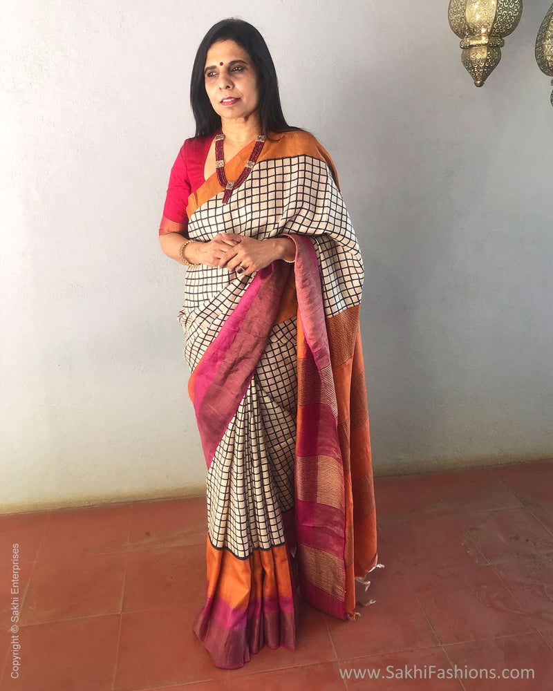 EE-S21581 Check Print Tussar