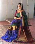 EE-S21598 Green & Blue Kanchi saree