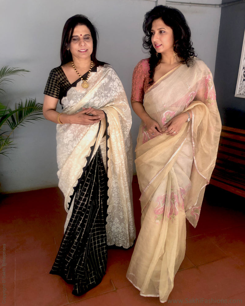 EE-S21708  - Gold & silver pure Tissue kotta saree