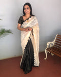 EE-S21912 Cream Black Chanderi saree