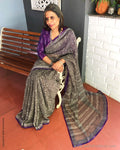 EE-S39116 Chiffon blockprint Sari