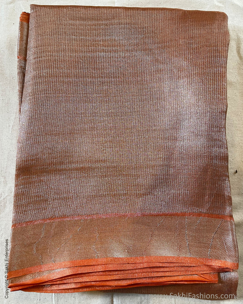 EE-S47284O Orange Tissue Saree