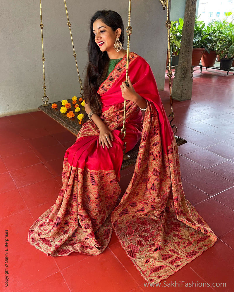 EE-S49110 Red Kanchi Cutwork