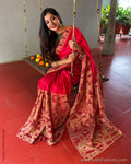 EE-S49110 Red Kanchi Cutwork