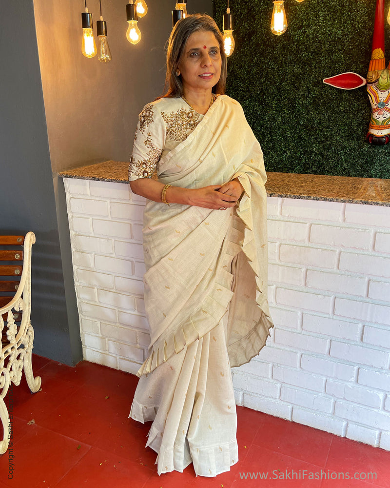 EE-S49652 Linen Ruffle sari