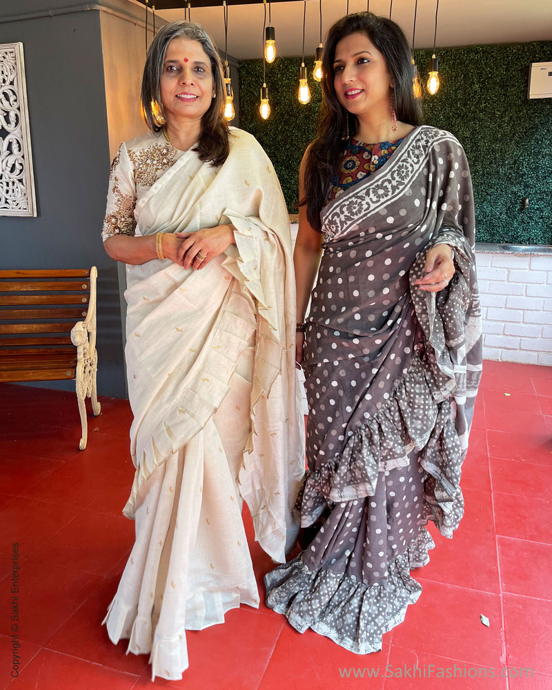 EE-S49652 Linen Ruffle sari