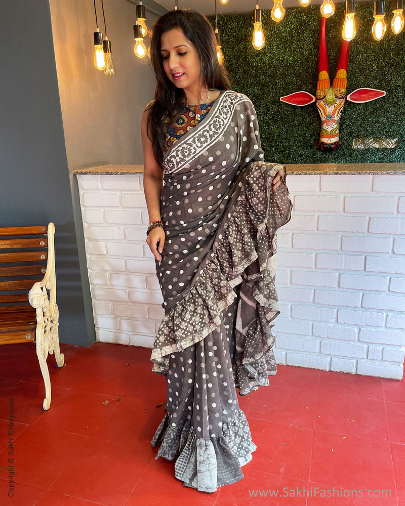 EE-S50121 Ruffle Cotton sari – sakhifashions