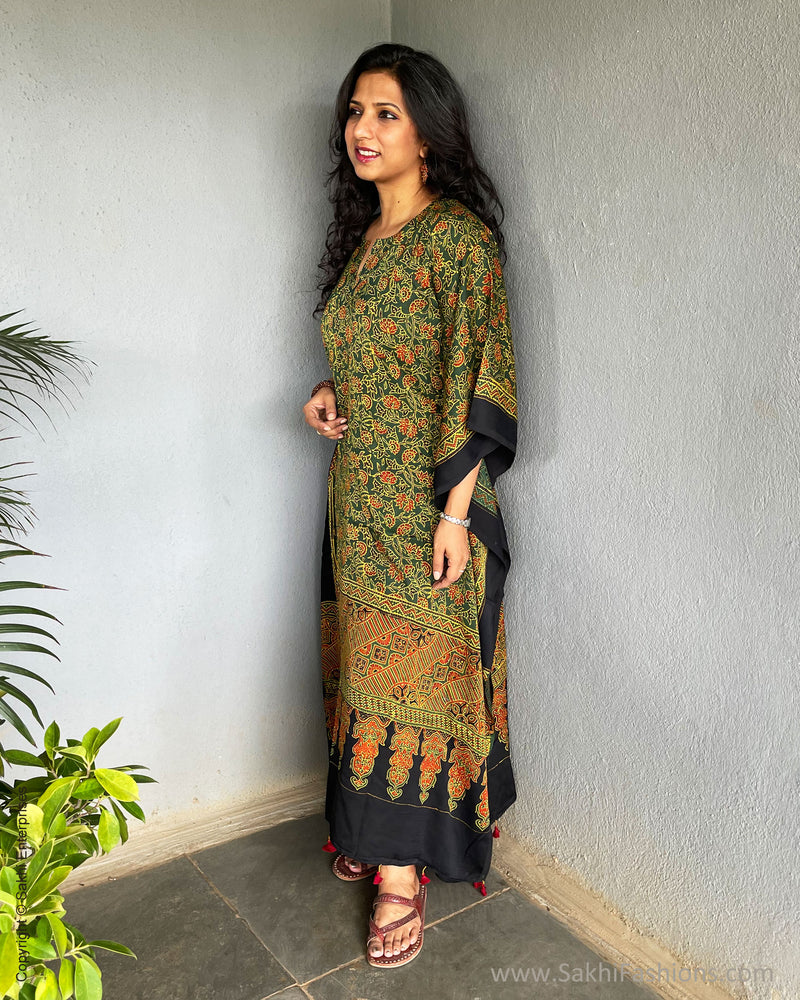 EE-S45456K Green Ajrakh Kaftan