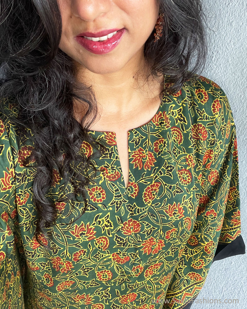 EE-S45456K Green Ajrakh Kaftan