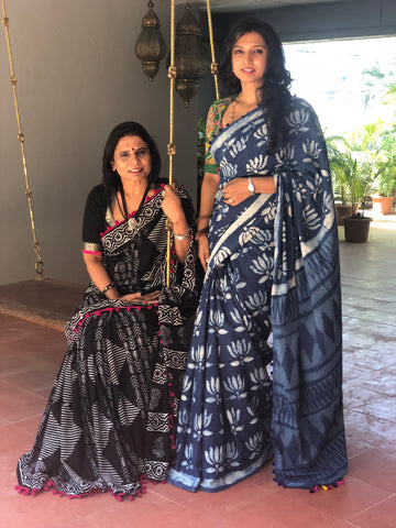 EE-R20243 Indigo mul cotton Sari