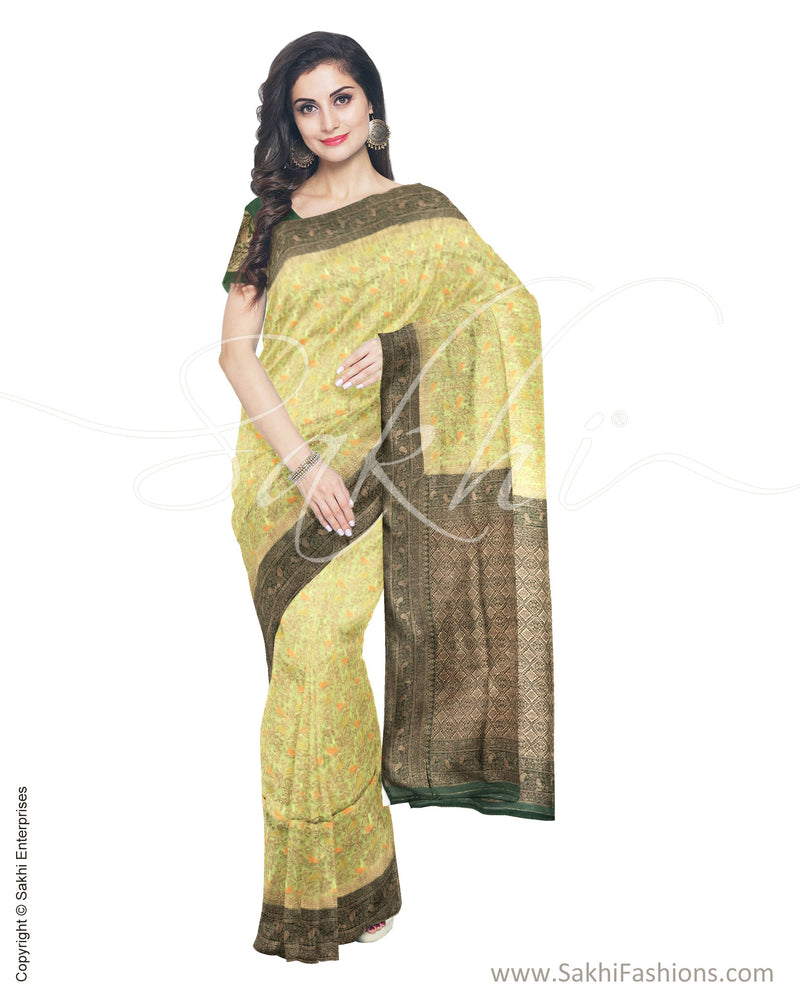 ITS-20067 - Green &  Faux Chanderi Saree