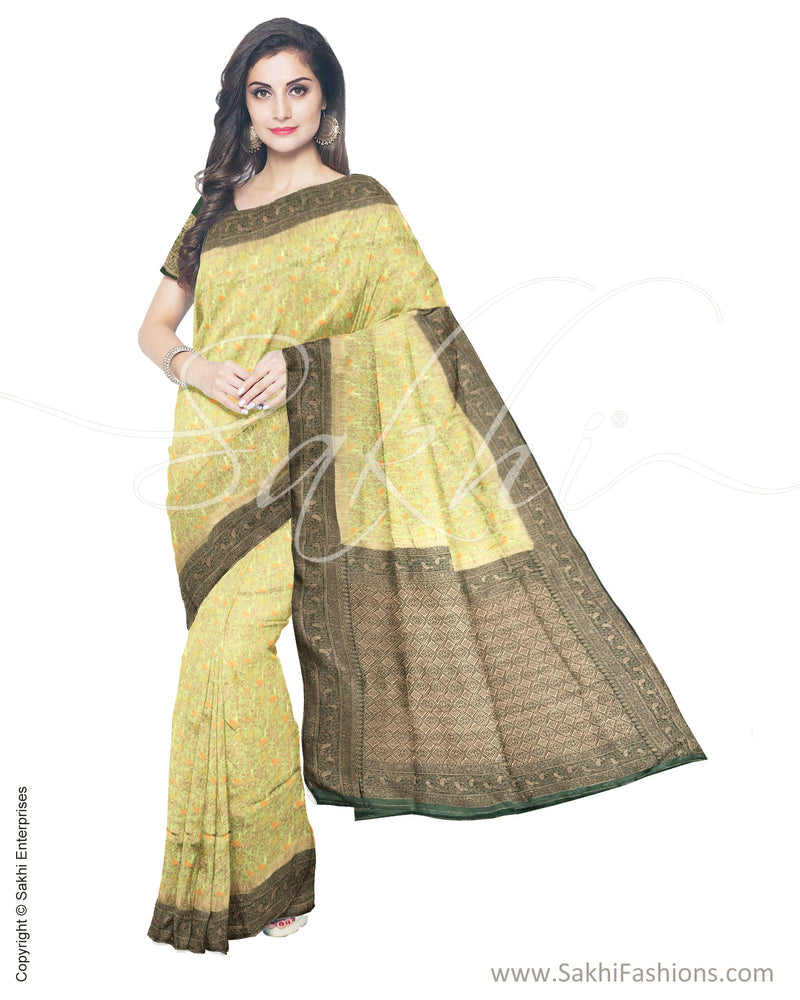 ITS-20067 - Green &  Faux Chanderi Saree