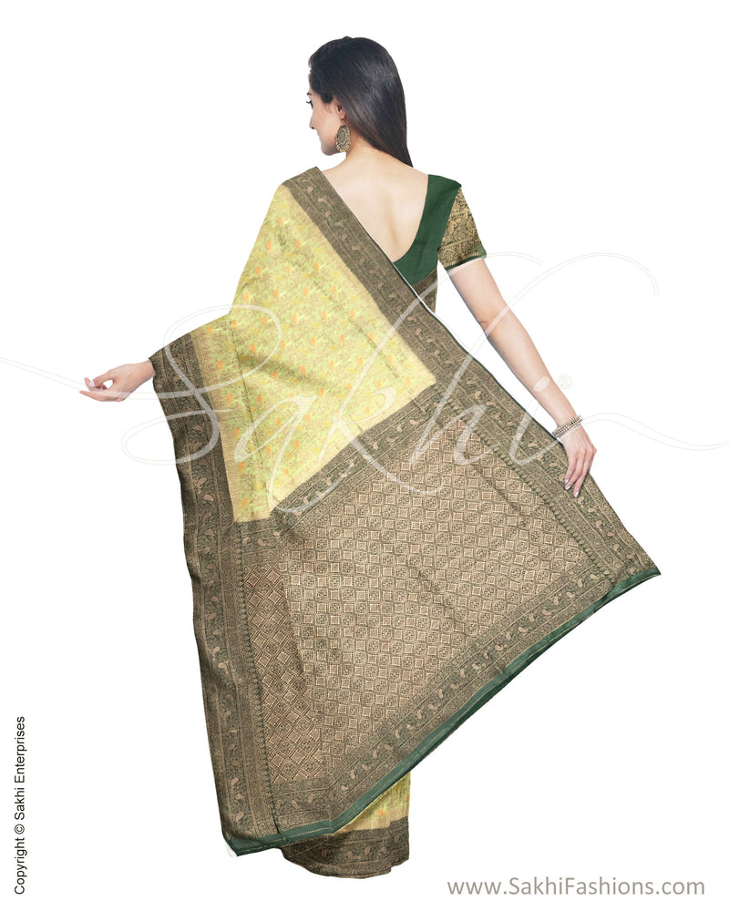 ITS-20067 - Green &  Faux Chanderi Saree