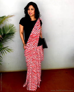 EE-S22819 - The Red Zebra Ready SkirtSaree