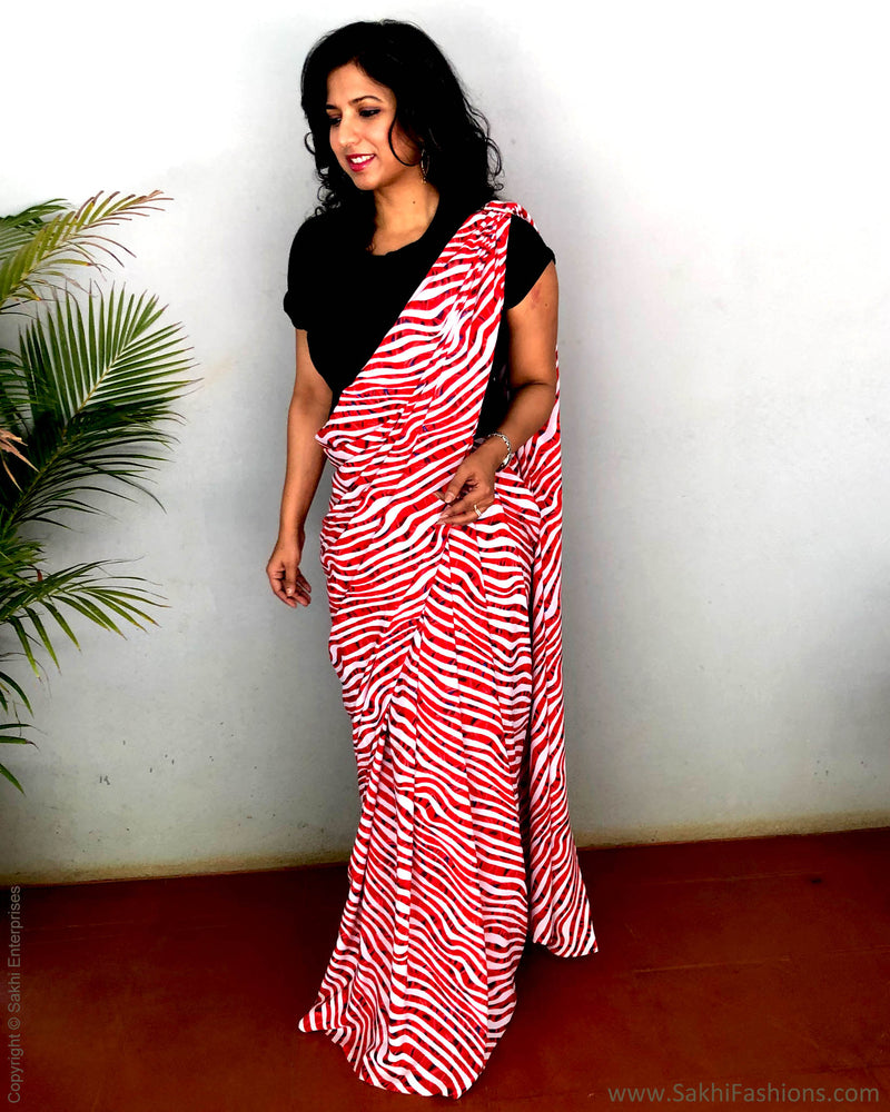 EE-S22819 - The Red Zebra Ready SkirtSaree