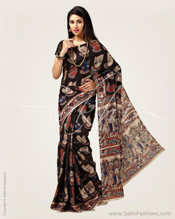 SR-0894 - Black &  pure Cotton Silk  Saree