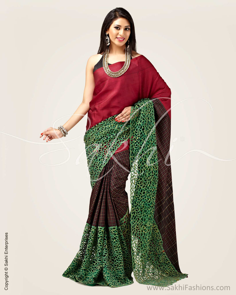 SR-0903 - Black & Maroon pure Kanchivaram silk saree