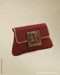 AC-0037 Maroon Jute Clutch
