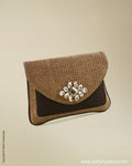 AC-0040 Black & Brown Jute Clutch