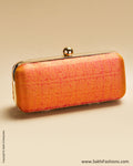 AC-0047 Peach & Gold Pure Kanchivaram Silk Clutch