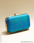 AC-0053 Blue & Gold Pure Kanchivaram Silk Clutch