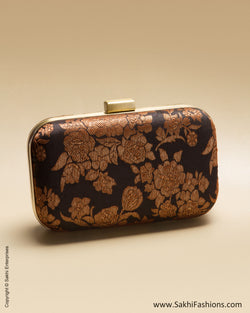 AC-0054 Black & Gold Pure Kanchivaram Silk Clutch
