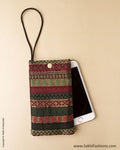 AC-0063 Black & Multi Brocade Handy Mobile Pouch