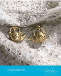 AJDR-7205A - Gold  & Gold  Mix Metal Earring