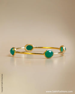 Green & Gold Jade Bangle