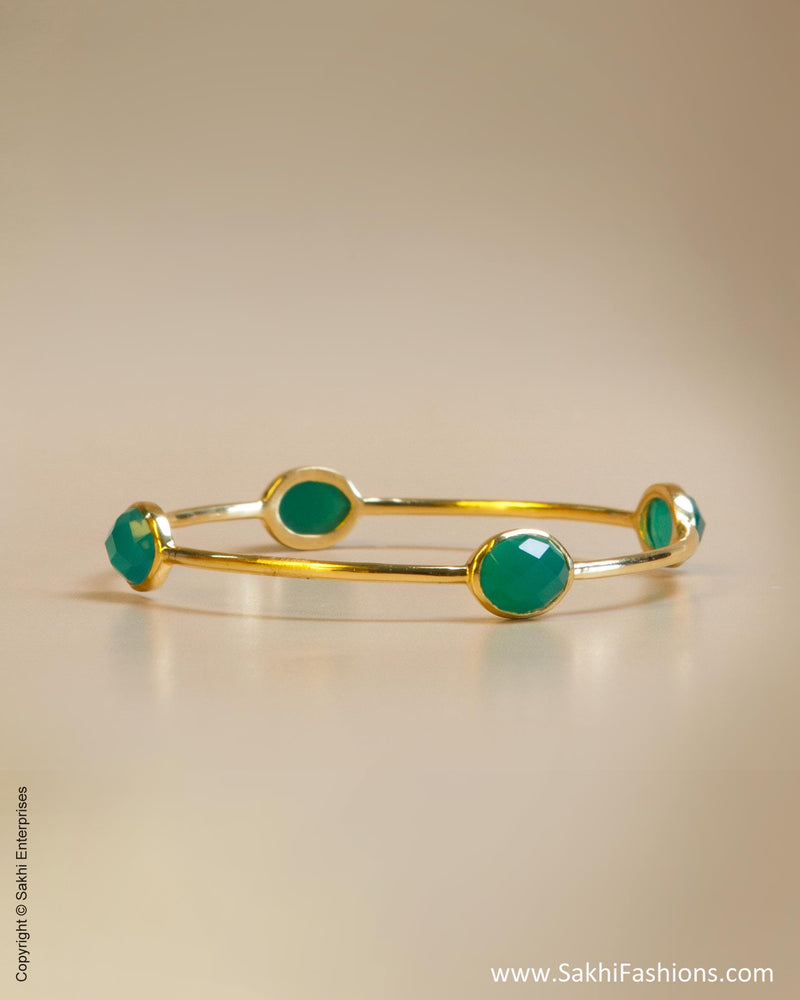 Green & Gold Jade Bangle