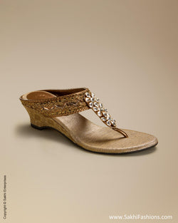 AF-0048 - Silver  & Gold Pure Silk Footwear