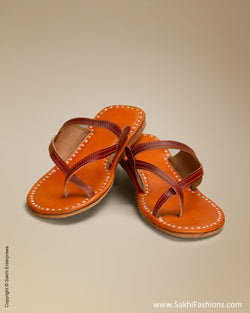 AF-0053 - Orange & Brown Leather Footwear