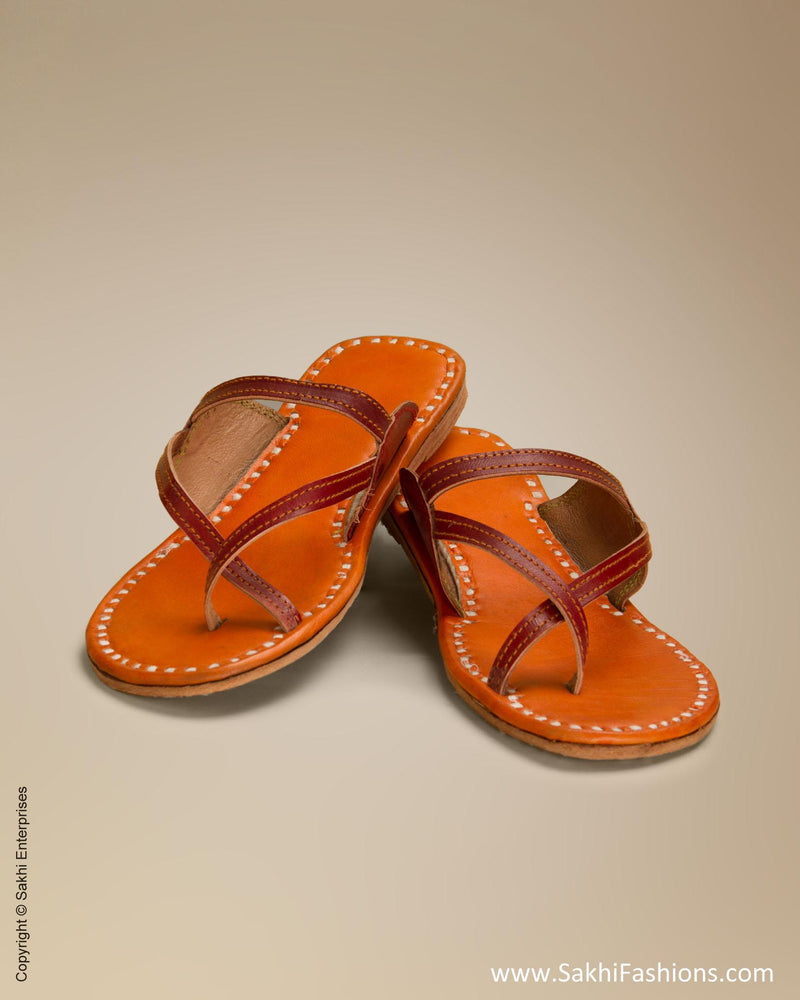 AF-0053 - Orange & Brown Leather Footwear