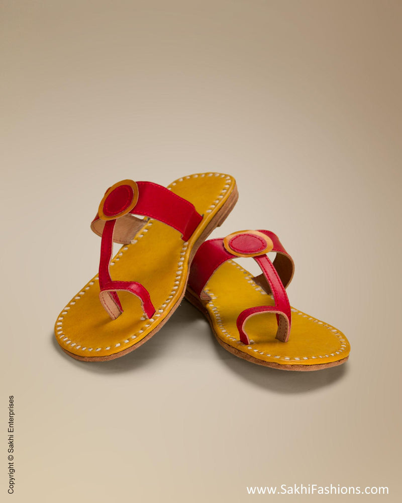 AF-0056 - Yellow  & Red Leather Footwear
