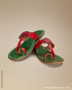 AF-0058 - Green & Red Leather Footwear