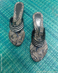AFDP-14938 - Black & Multi Heel Chappal