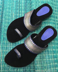 AFDP-15032 - Black & Blue Heel Chappal
