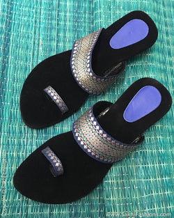 AFDP-15032 - Black & Blue Heel Chappal