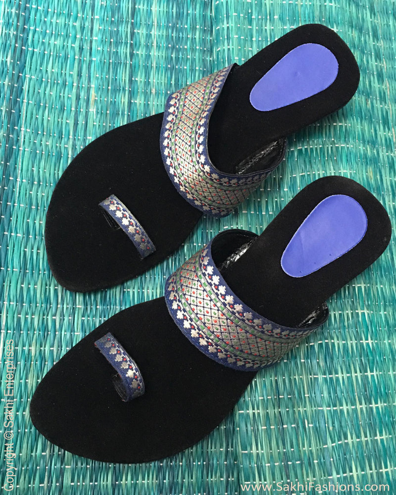 AFDP-15032 - Black & Blue Heel Chappal