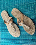 AFDP-15050 - Beige & Gold Flat Chappal