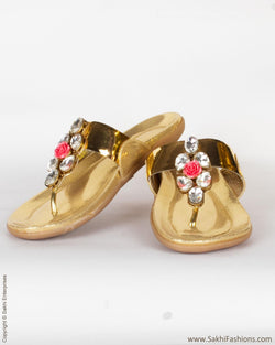 AFDP-24380 - Gold & Gold Flat Heel Footwear
