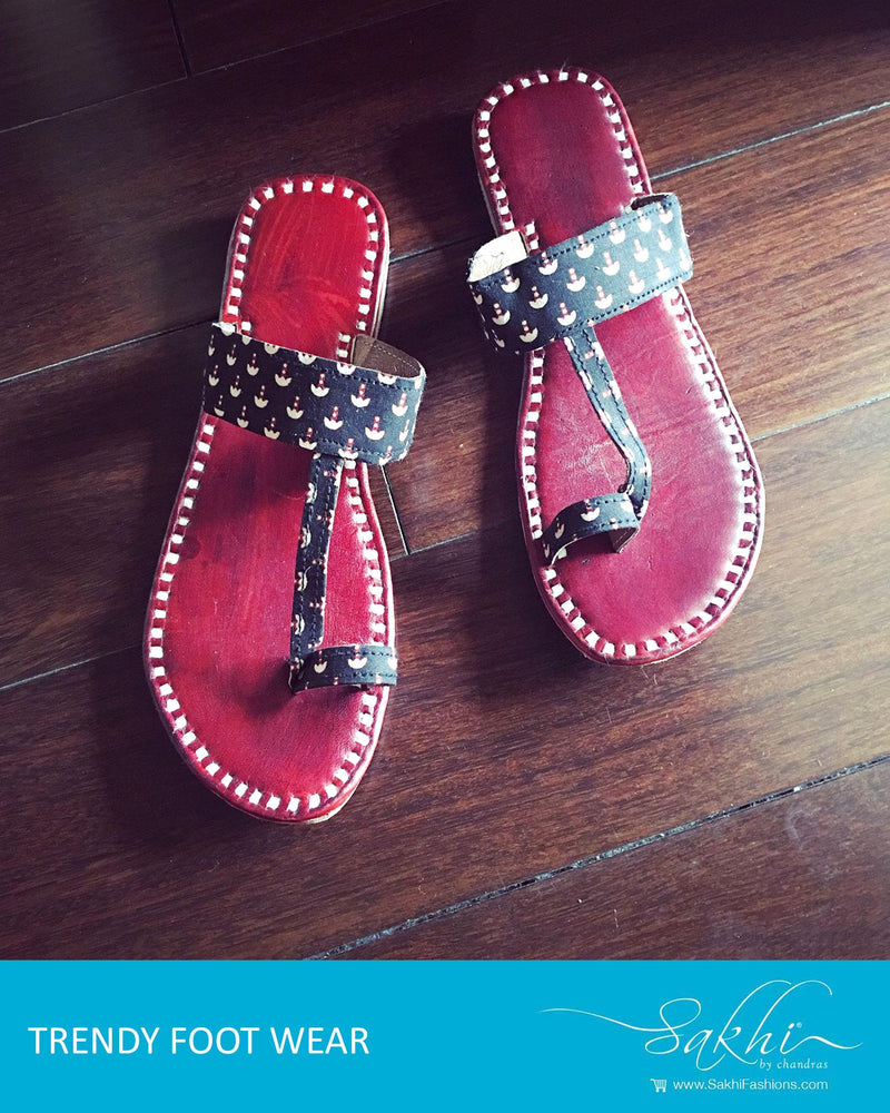 AFDQ-4171 - Pink & Black Chappal
